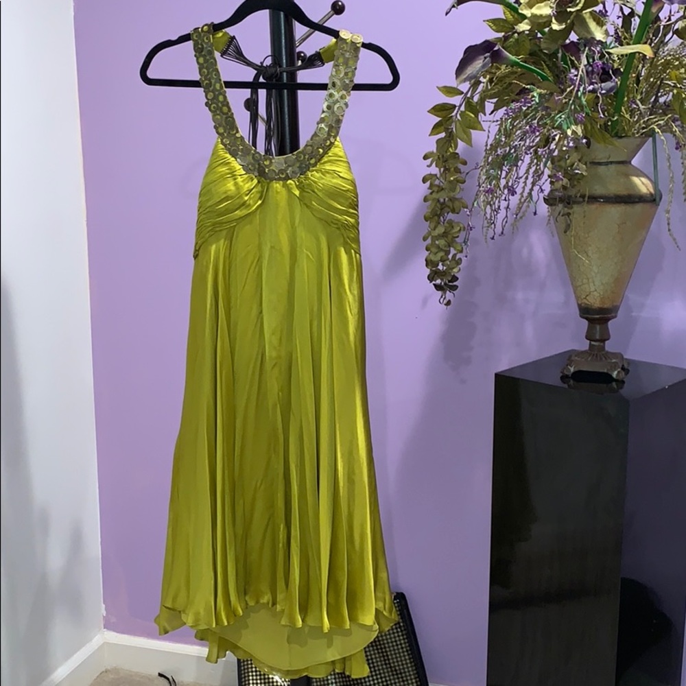 Anne Klein NY Greenish-Yellow Silk dress size 14